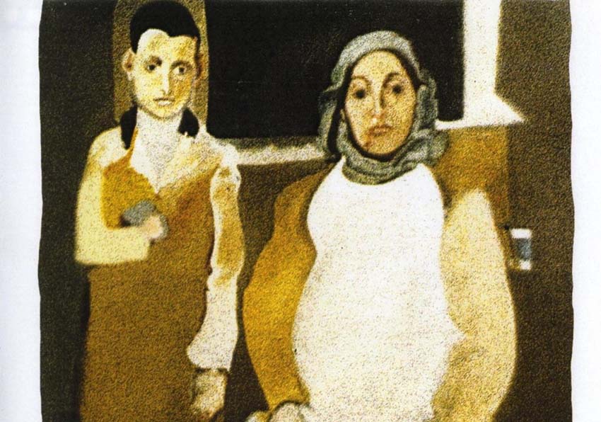 Detalle del cartel, dibujo de un hombre y una mujer